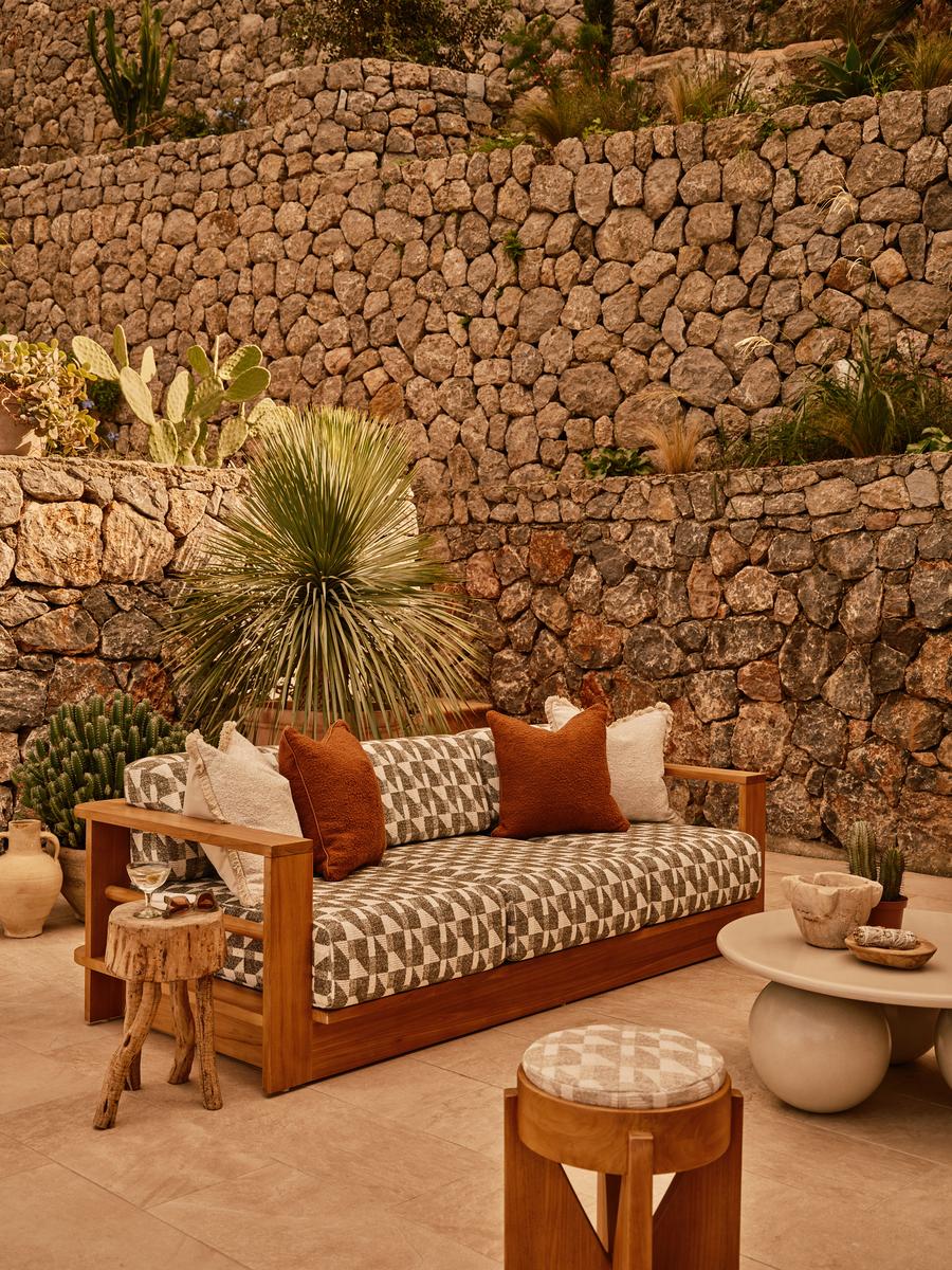 Madeira Outdoor, Three Seater Sofa, Geometric, Green Uk