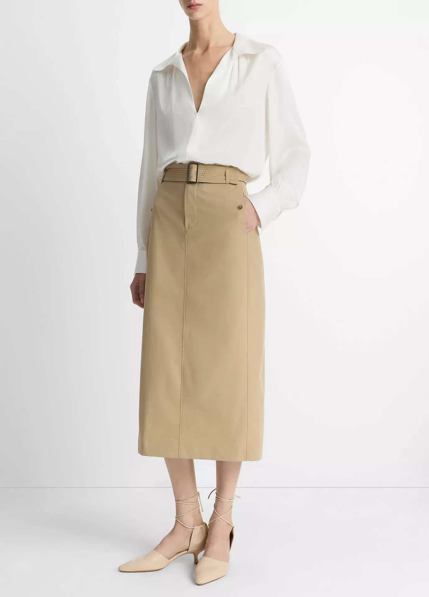 Vince, Cotton Trench Pencil Skirt