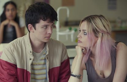 Asa Butterfield and Emma Mackey as Otis and Maeve in Sex Education Season 1