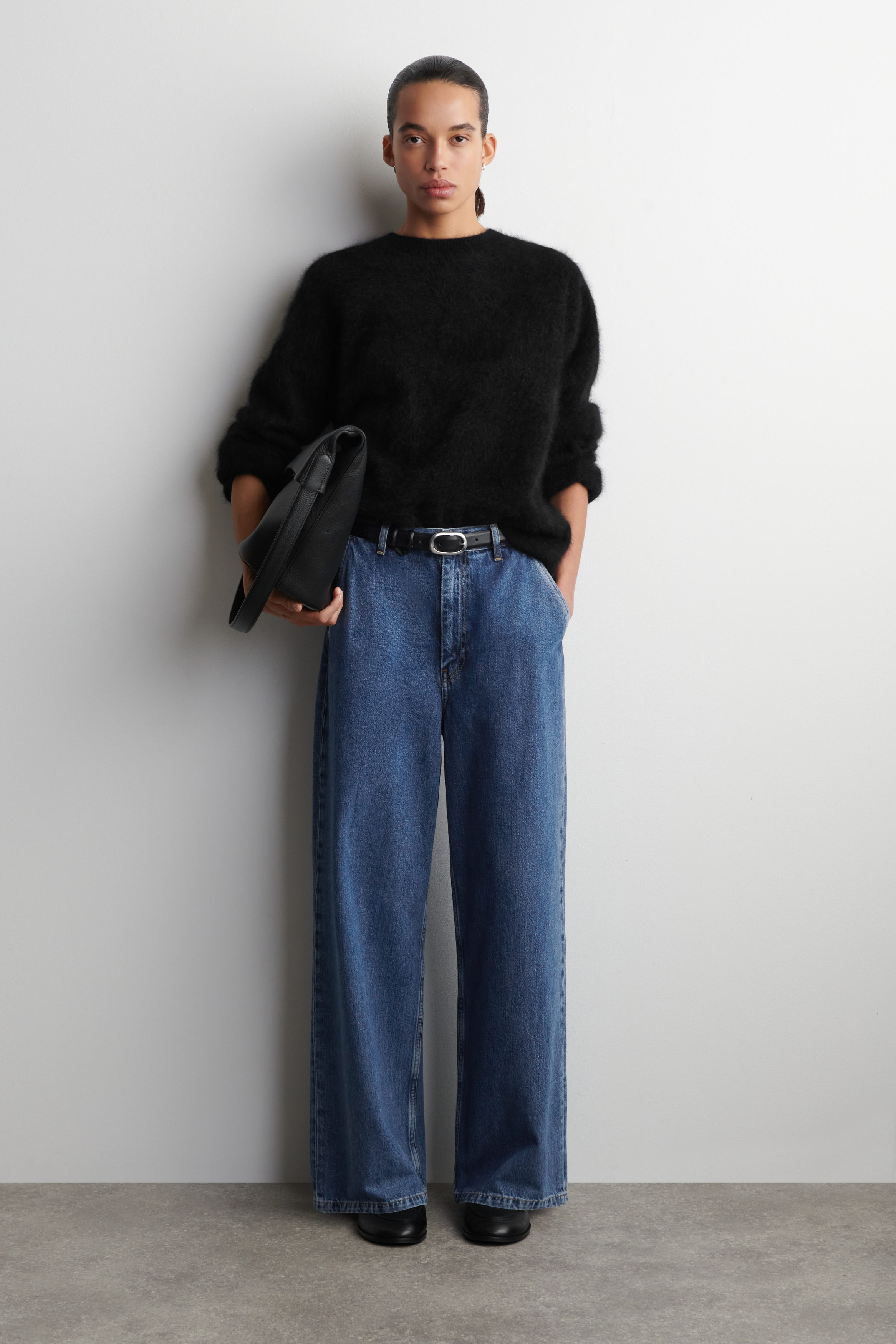 Wide-Leg Denim Trousers