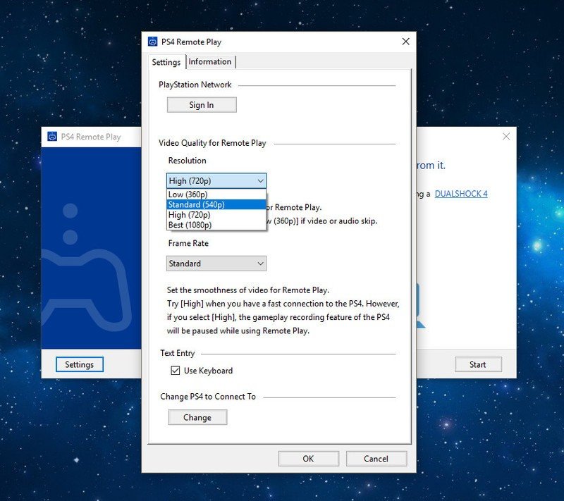 PS4 Remote Play Settings