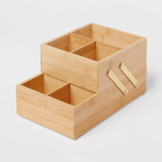 Bamboo organizer with hinges