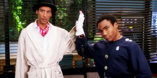Troy and Abed cosplaying from Inspector Spacetime in Community.