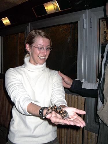 Sylvia Roberts is not that fond of the hairy animal