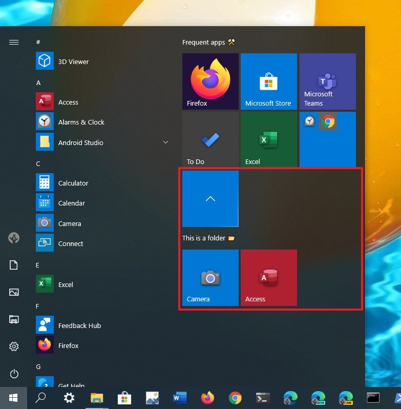 Create a folder on Start menu