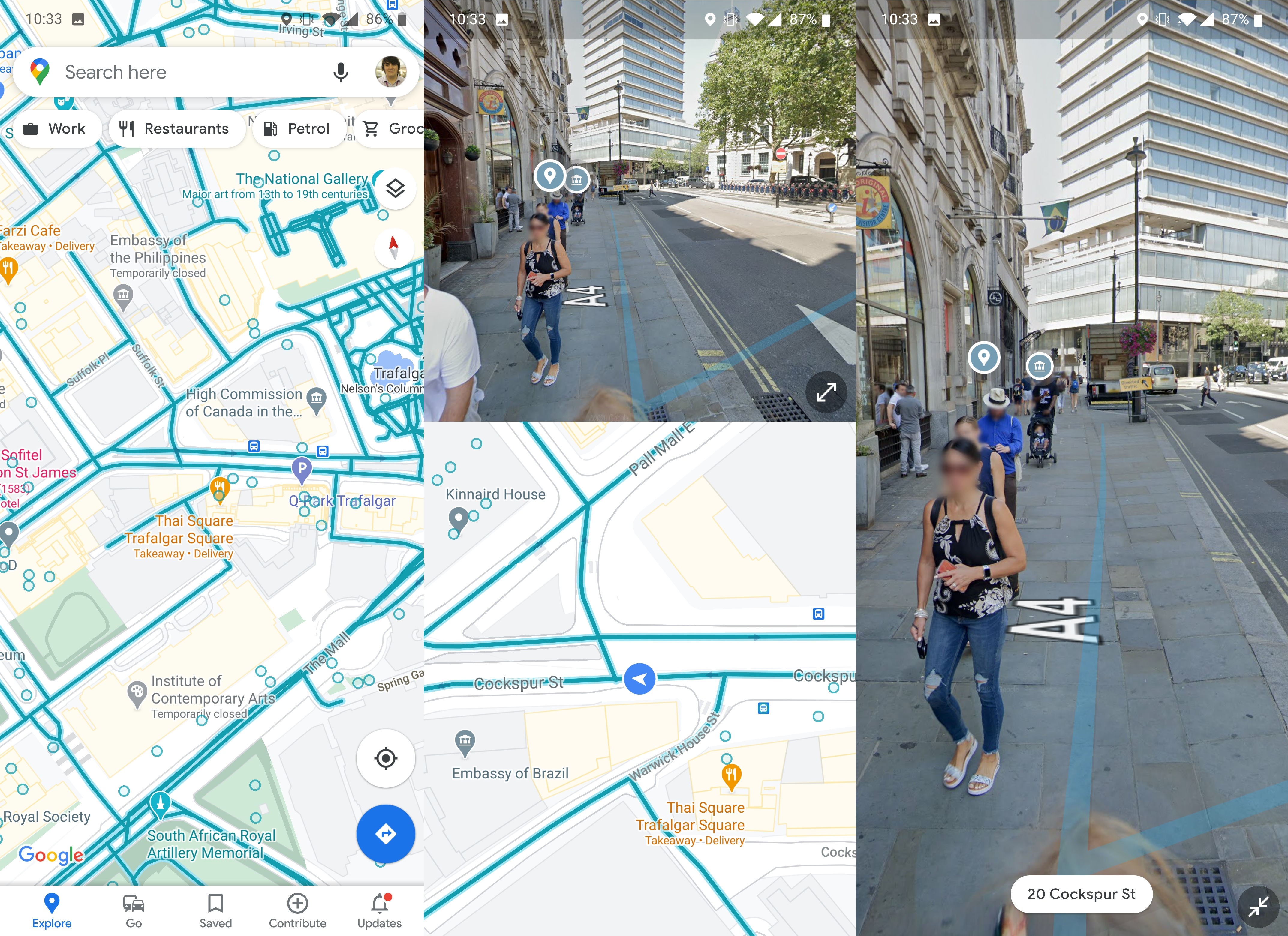 google maps street view split screen