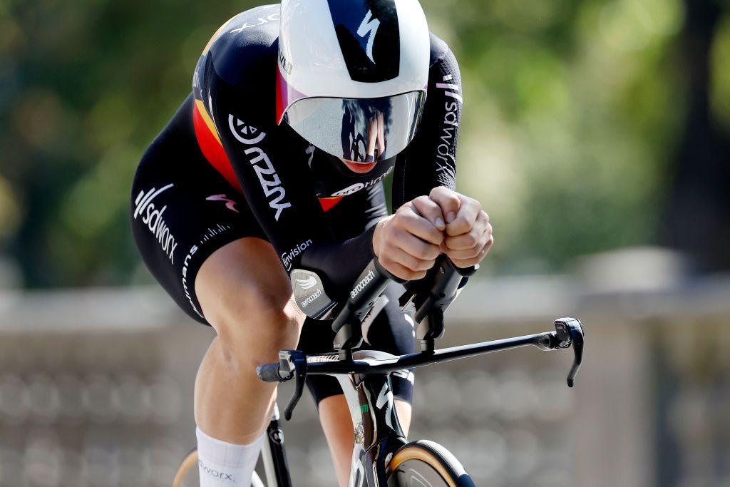 LEUVEN BELGIUM SEPTEMBER 07 Lotte Kopecky of Belgium and Team SD Worx sprints during the 25th Simac Ladies Tour 2023 Stage 2 a 71km individual time trial from Leuven to Leuven UCIWWT on September 07 2023 in Leuven Belgium Photo by Bas CzerwinskiGetty Images