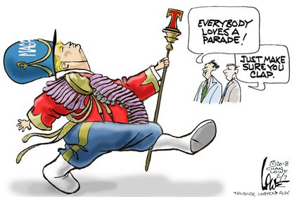 Political cartoon U.S. Trump military parade treason