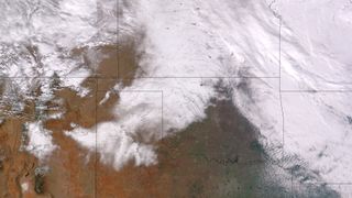 Texas record snowfall from space