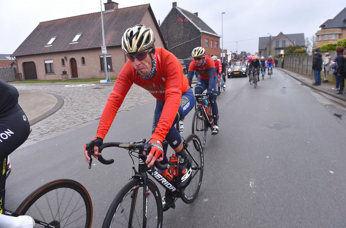 Vincenzo Nibali (Bahrain-Merida) in the early stages of the Tour of Flanders