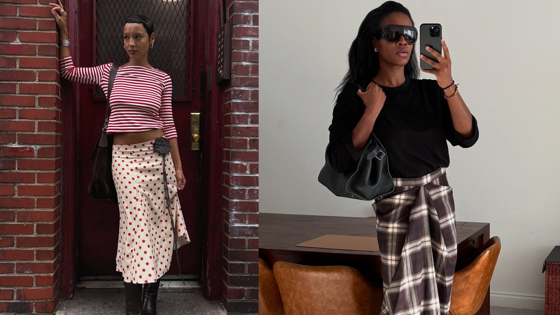 woman wearing fall skirt outfit 2025