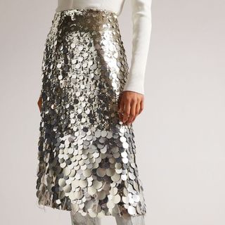 silver sequin skirt