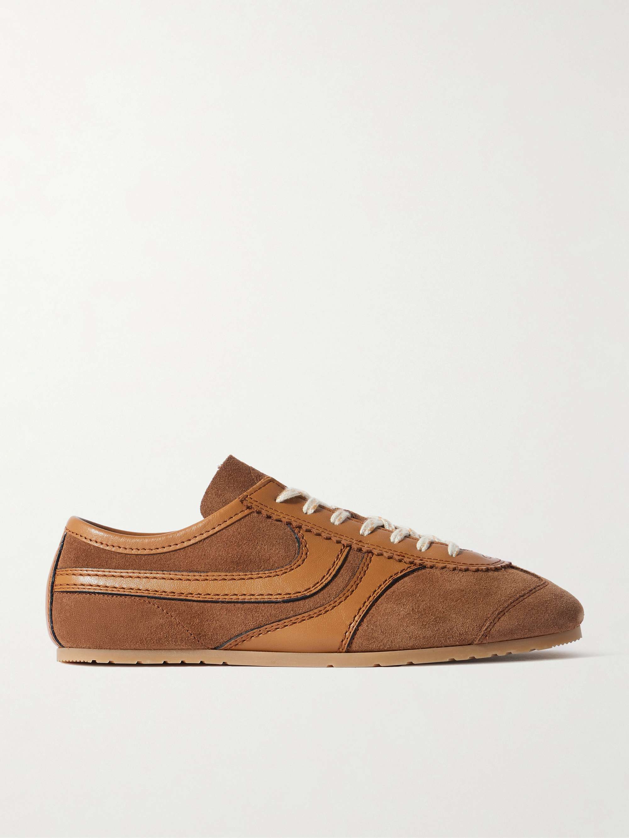 Leather-Trimmed Suede Sneakers