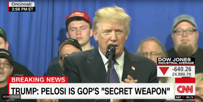 Donald Trump gives speech.