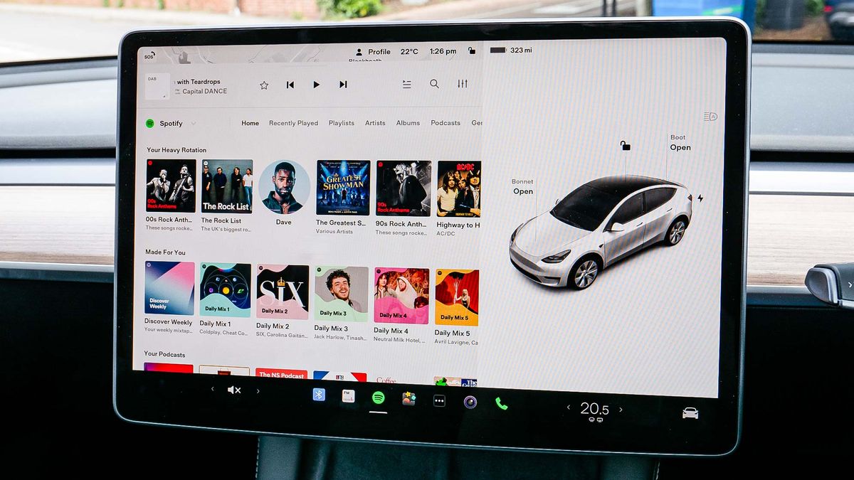 Tesla Model Y infotainment display