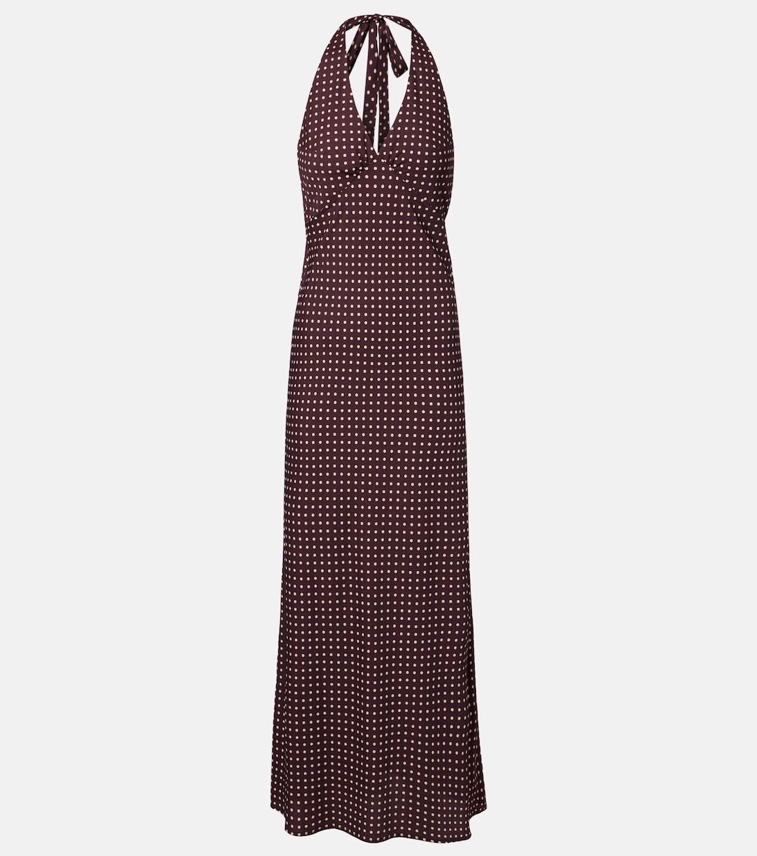 Rosa Polka-Dot Maxi Dress in Brown - Faithfull