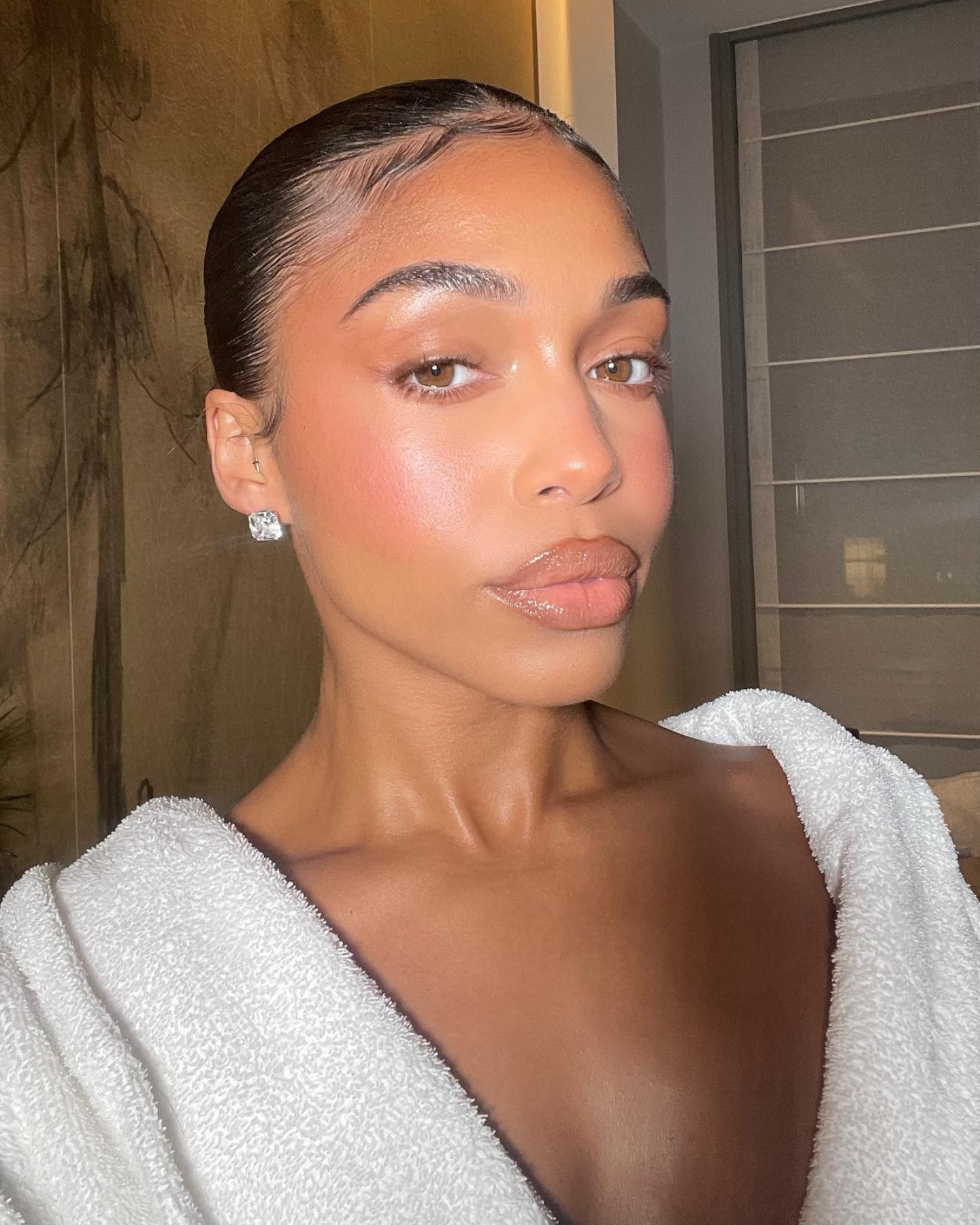 Sun-kissed makeup on Lori Harvey