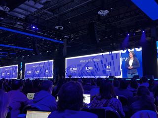 Lidia Fonseca, chief technical officer at Pfizer on stage at AWS re:Invent 2023