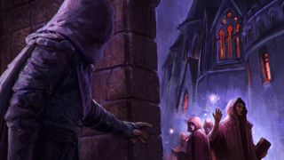 A hooded figure observes some robed figures in Thief fan campaign The Black Parade