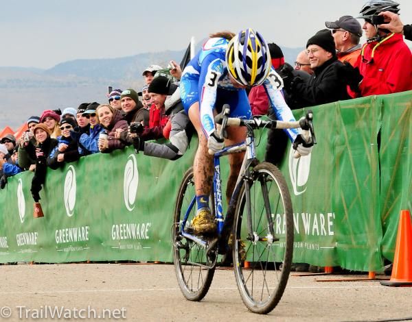 Katerina Nash throws her bike to win the USGP New Belgium Cup