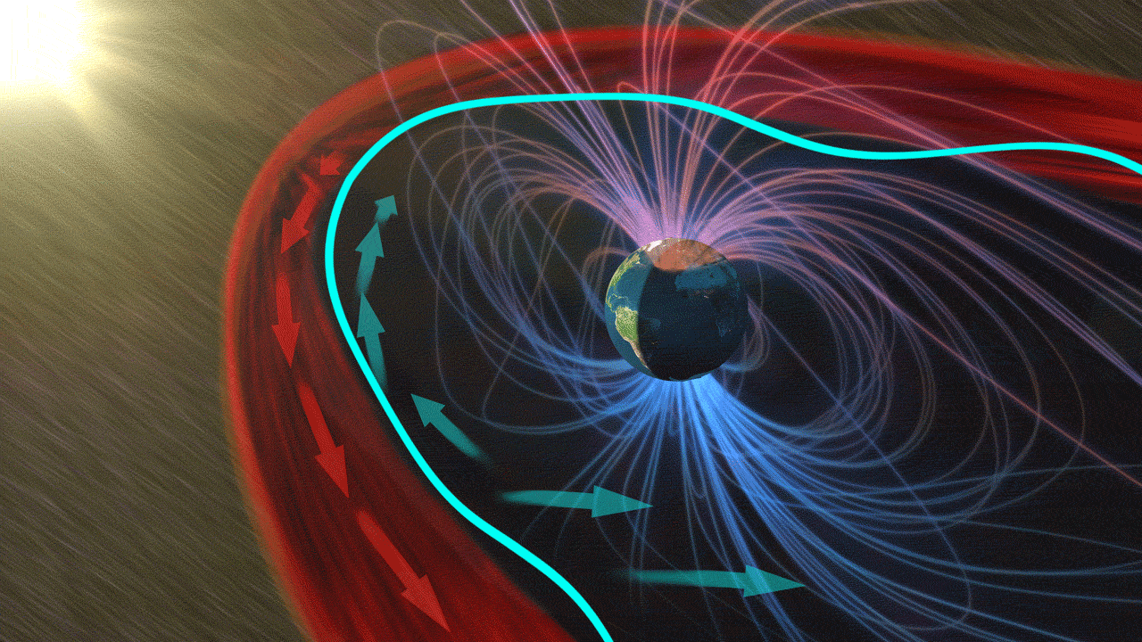 gif animation of magnetosphere waves that triggered the aurora curls.