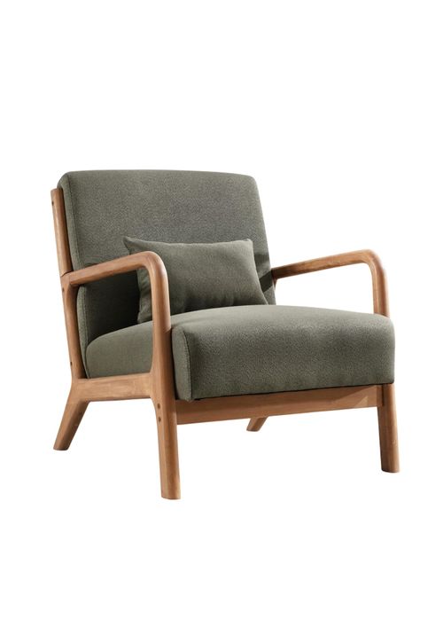 Wooden Accent Chair in Olive Green