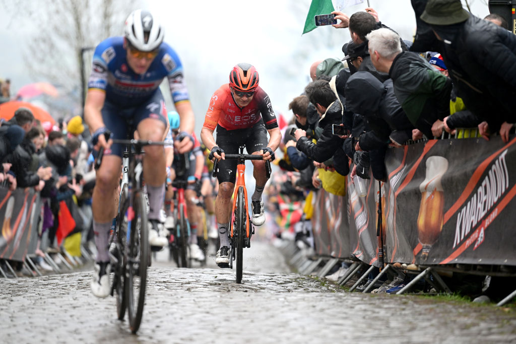 OUDENAARDE BELGIUM MARCH 31 Magnus Sheffield of The United States and Team INEOS Grenadiers competes during the 108th Ronde van Vlaanderen Tour des Flandres 2024 Mens Elite a 2708km one day race from Antwerpen to Oudenaarde UCIWT on March 31 2024 in Oudenaarde Belgium Photo by Dario BelingheriGetty Images