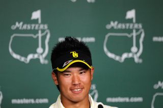 Japanese amateur Hideki Matsuyama smiles during a press conference ahead of the 2012 Masters