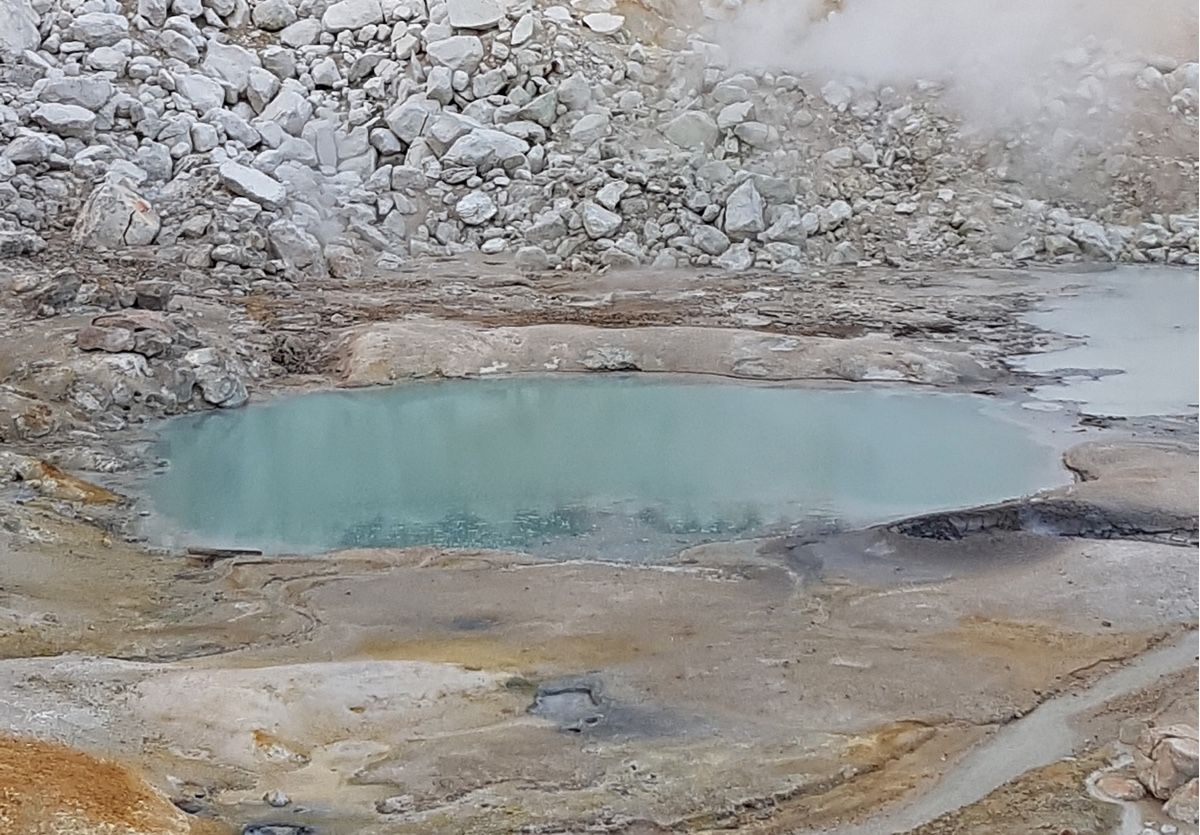 Life on Earth may have started when meteorites splashed down into little warm ponds like this one in the Bumpass Hell trail in Lassen Volcanic National Park in California.