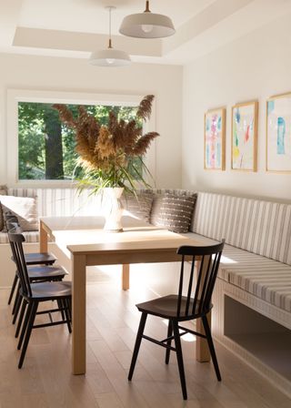 Open plan kitchen with striped bench