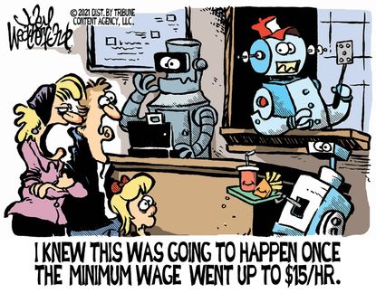 Editorial Cartoon U.S. 15 dollar minimum wage biden