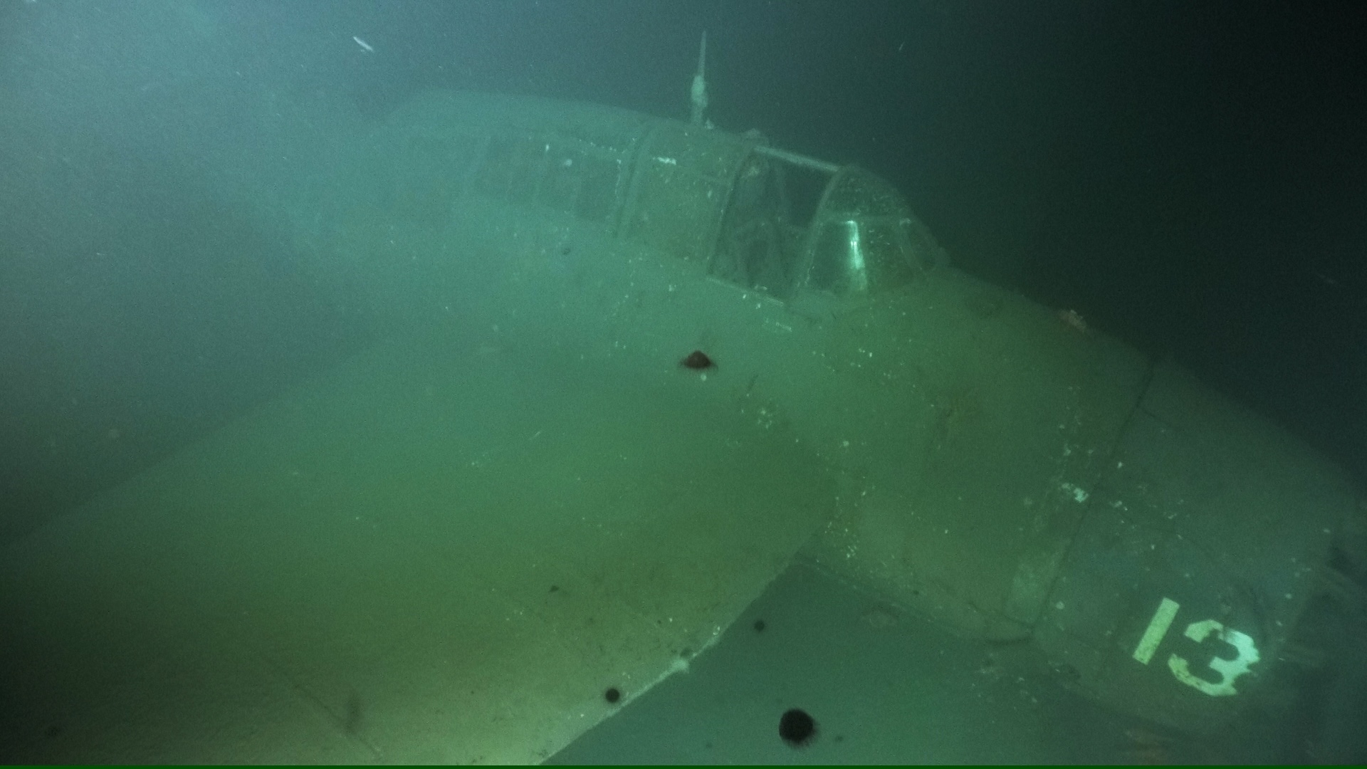 a wrecked torpedo bomber