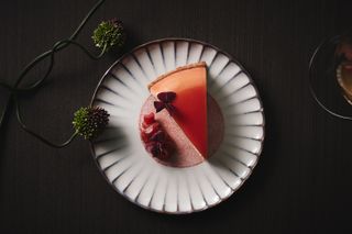 Dessert on white plate