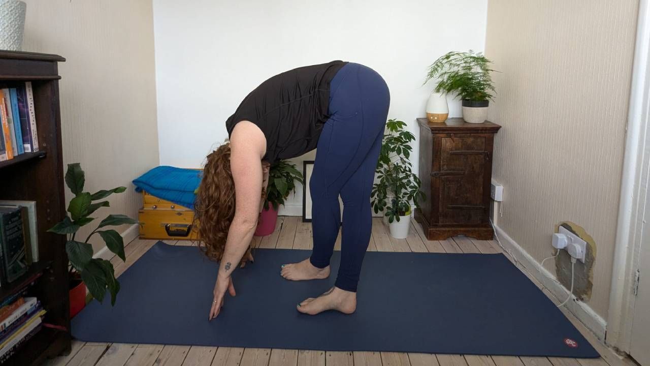 Standing forward bend yoga pose