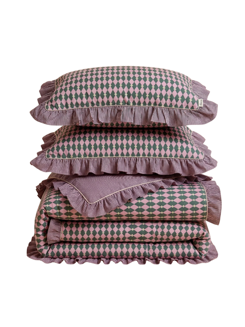 Reversible Pink Harlequin Duvet Set