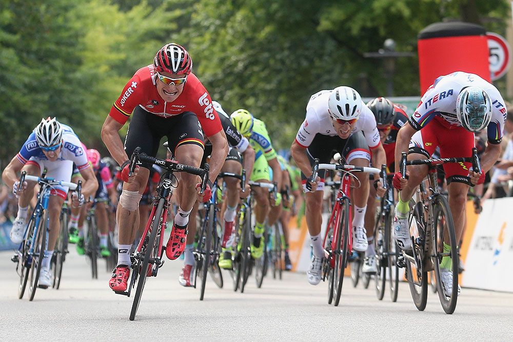 Greipel edged-out his rivals for the win