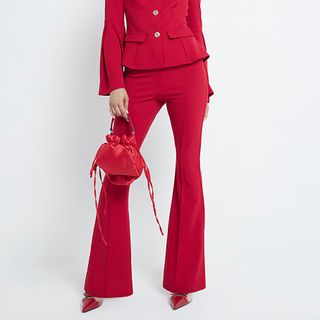 Red Bootcut Trousers