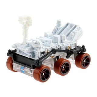 Hot Wheels Mars Perseverance Rover features a rotating camera mast and reddish-brown "soil" stained wheels