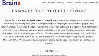 Website screenshot for Braina Pro