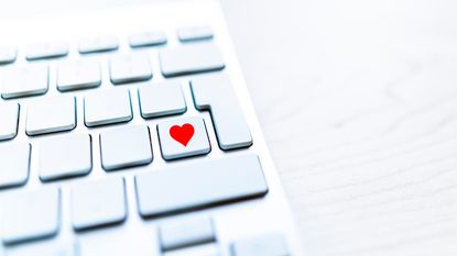 computer keyboard with heart on it 