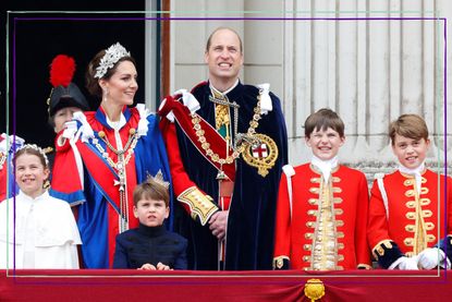 Prince George, Princess Charlotte, Prince Louis on Buckingham Palace balcony with Prince William and Kate Middleton