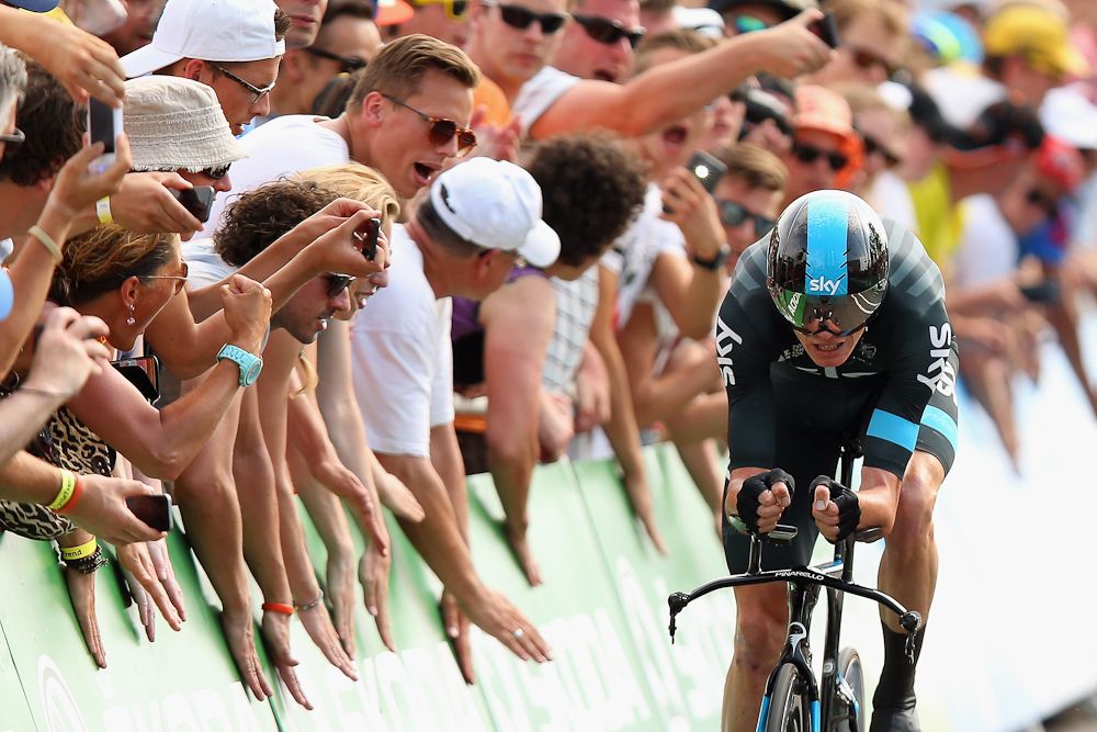 Chris Froome approaches the finish line.