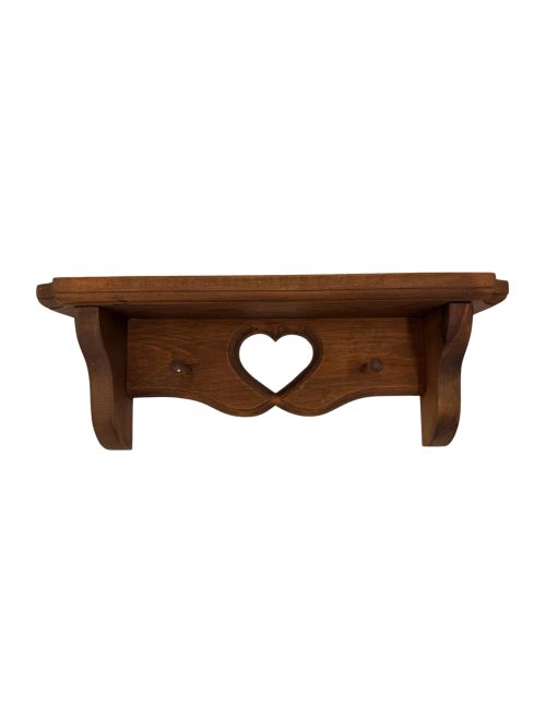 Vintage Wood Wall Shelf with Heart Cutout 