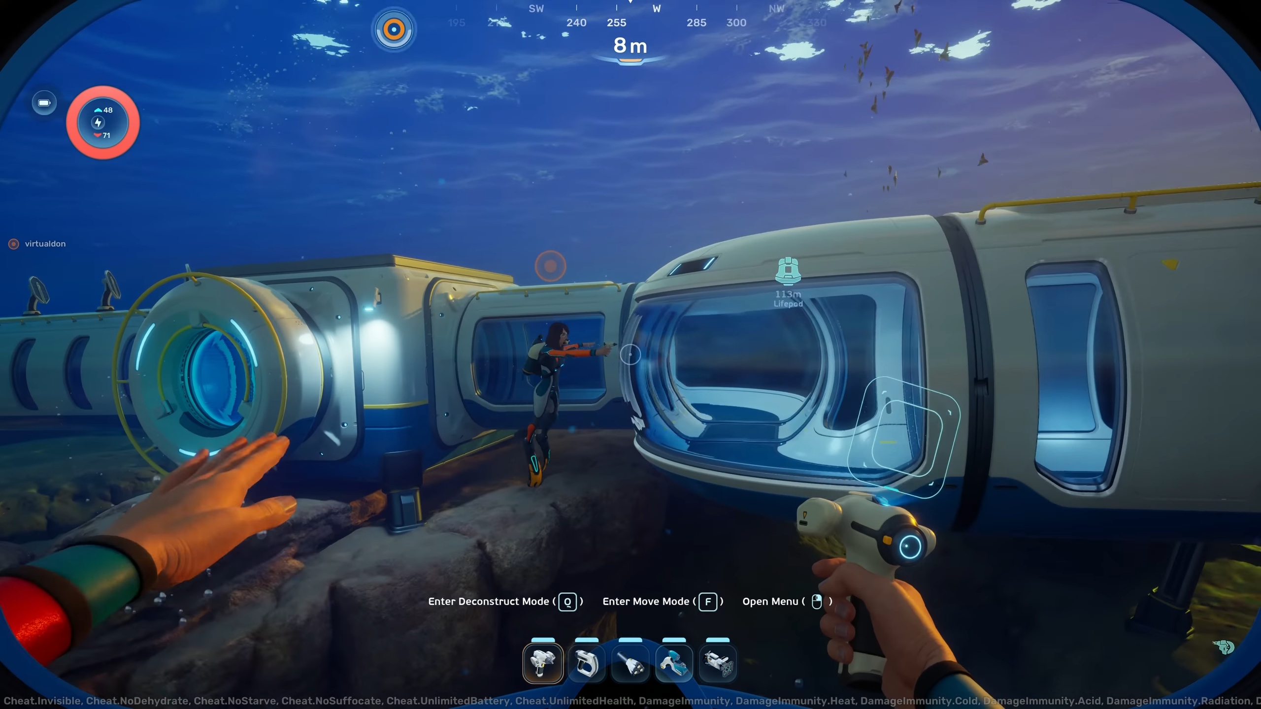 Building an underwater base with a friend in Subnautica 2