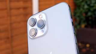 A close-up of the camera on an iPhone 13 Pro Max