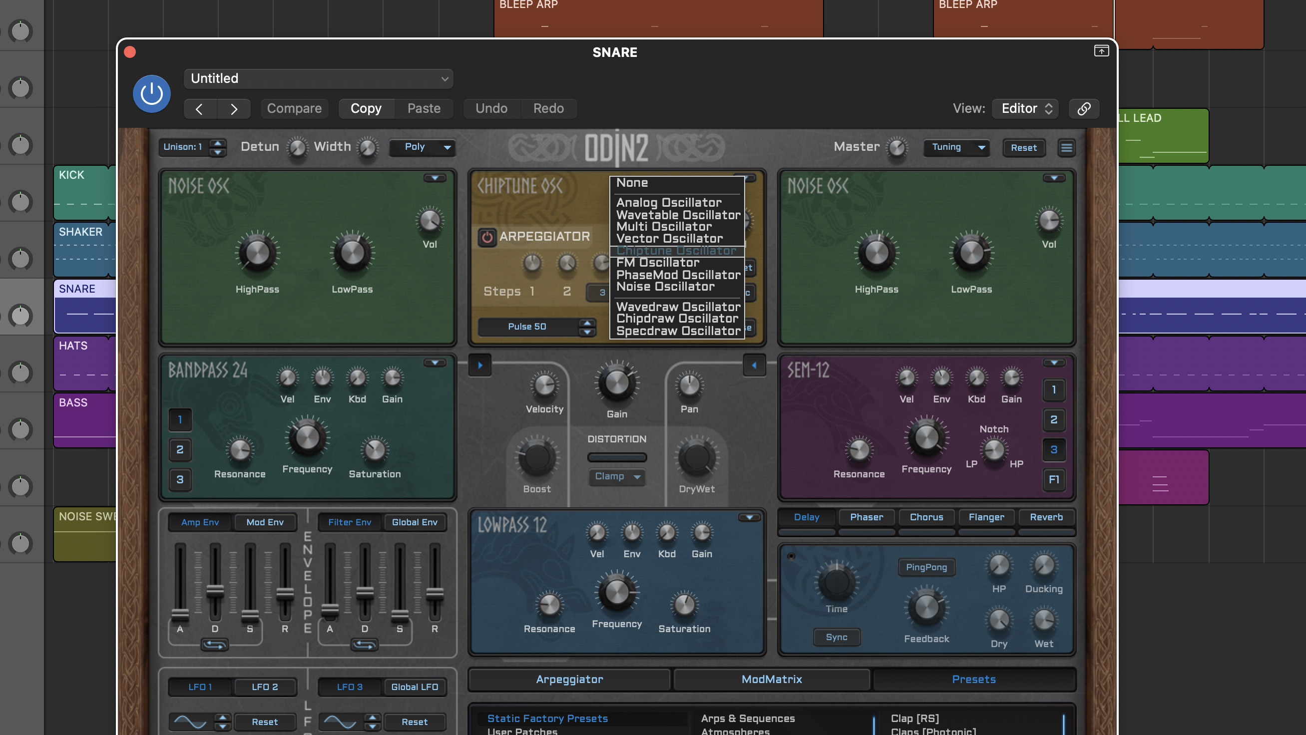 Odin 2's oscillator section
