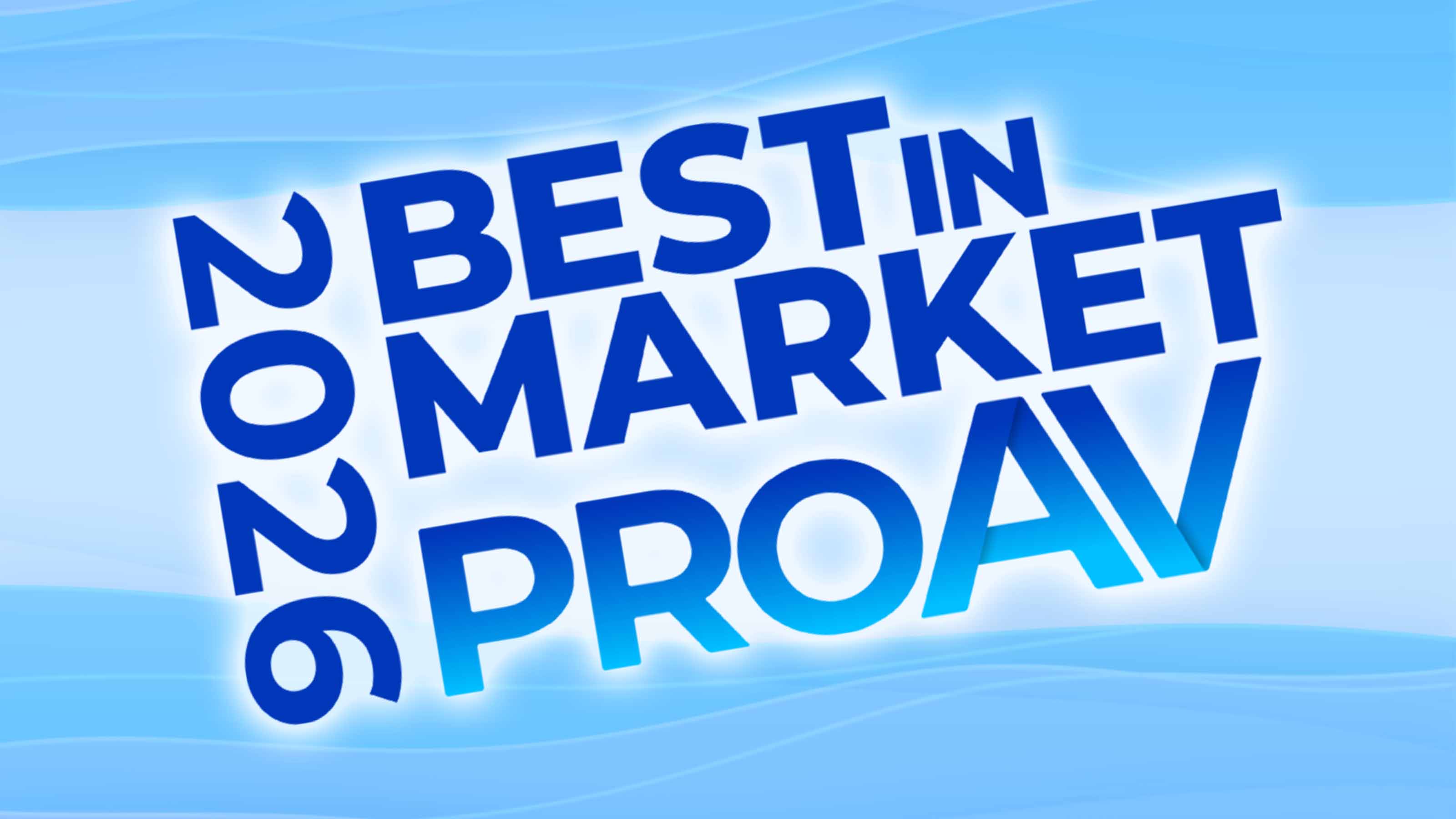 Best in Market Pro AV 2026 Logo over Wave Background