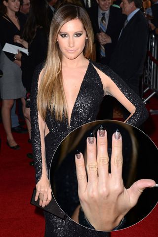 Ashley Tisdale's Glittery French Manicure Nail Art At The Scary Movie 5 Film Premiere