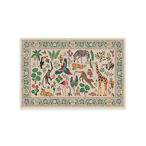 Ruggable X Iris Apfel Machine Washable Modern Area Rug – Jingle Jungle 2x3, Stain-Resistant, Non-Slip With Standard Pad – Small Rugs for Living Room, Bedroom, Hallway, Entryway & Bathroom
