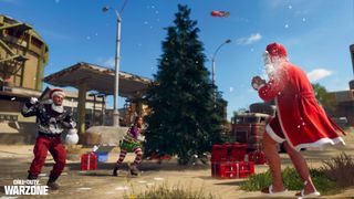 Snowball fight on Area 99 in the Holiday Rush limited mode.